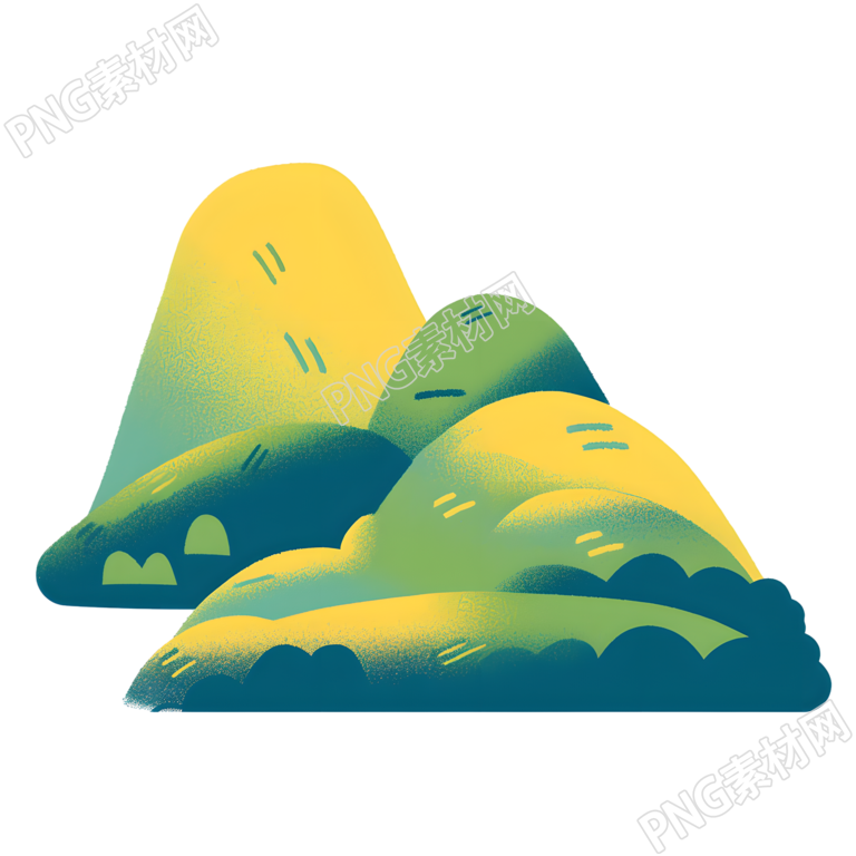国潮风山丘插画