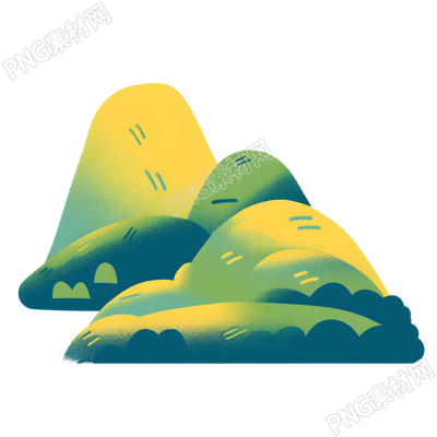 国潮风山丘插画