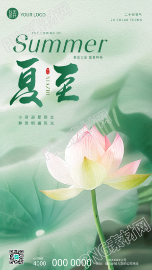 二十四节气夏至荷花实景手机海报