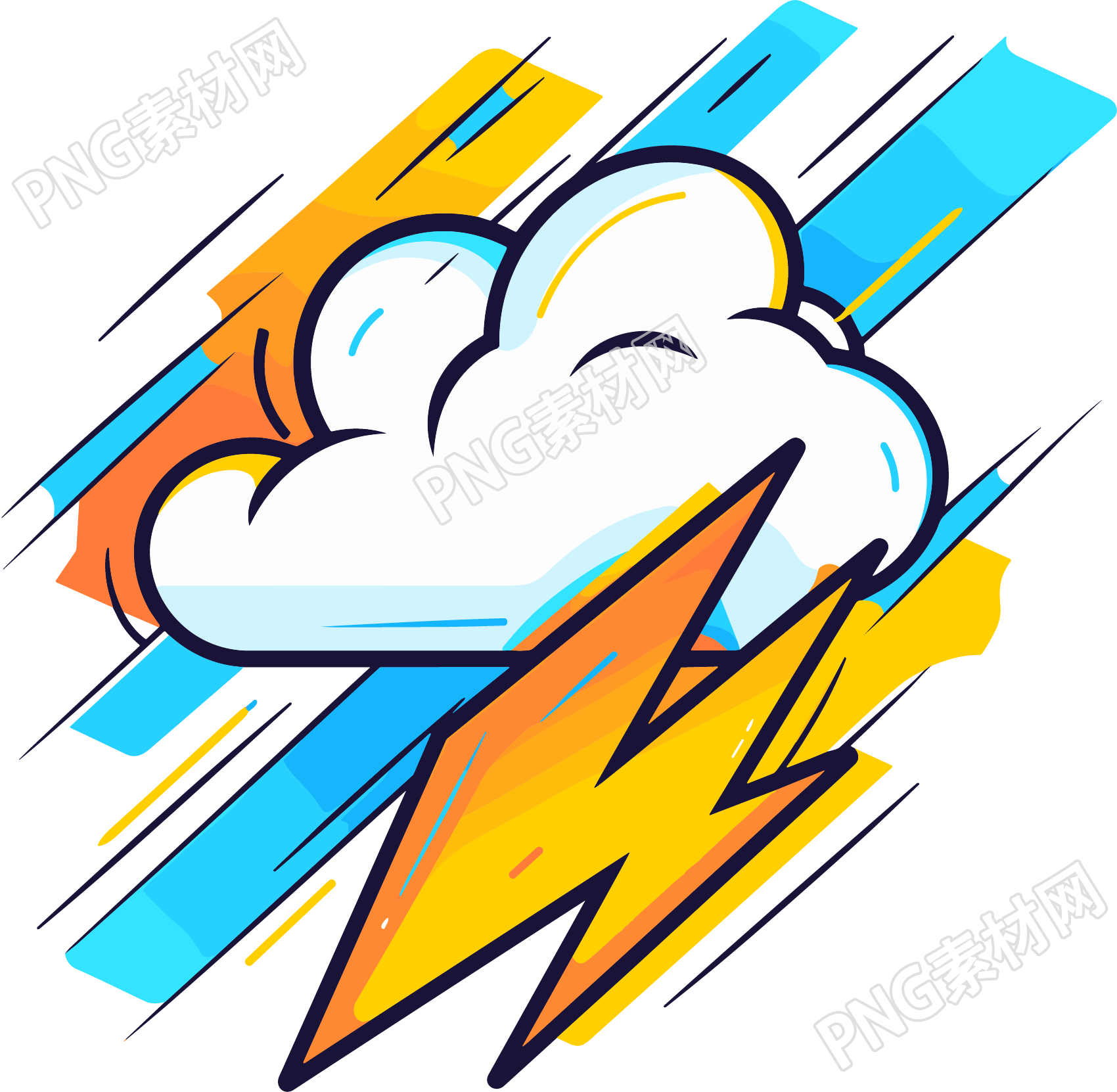 雷阵雨雷云矢量logo素材