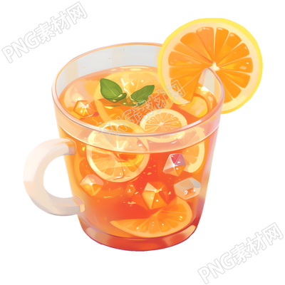 3D水果茶模型插画