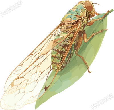 夏蝉彩色铅笔画素材