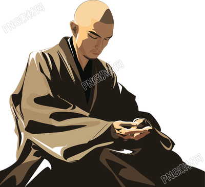 和尚透明背景插画