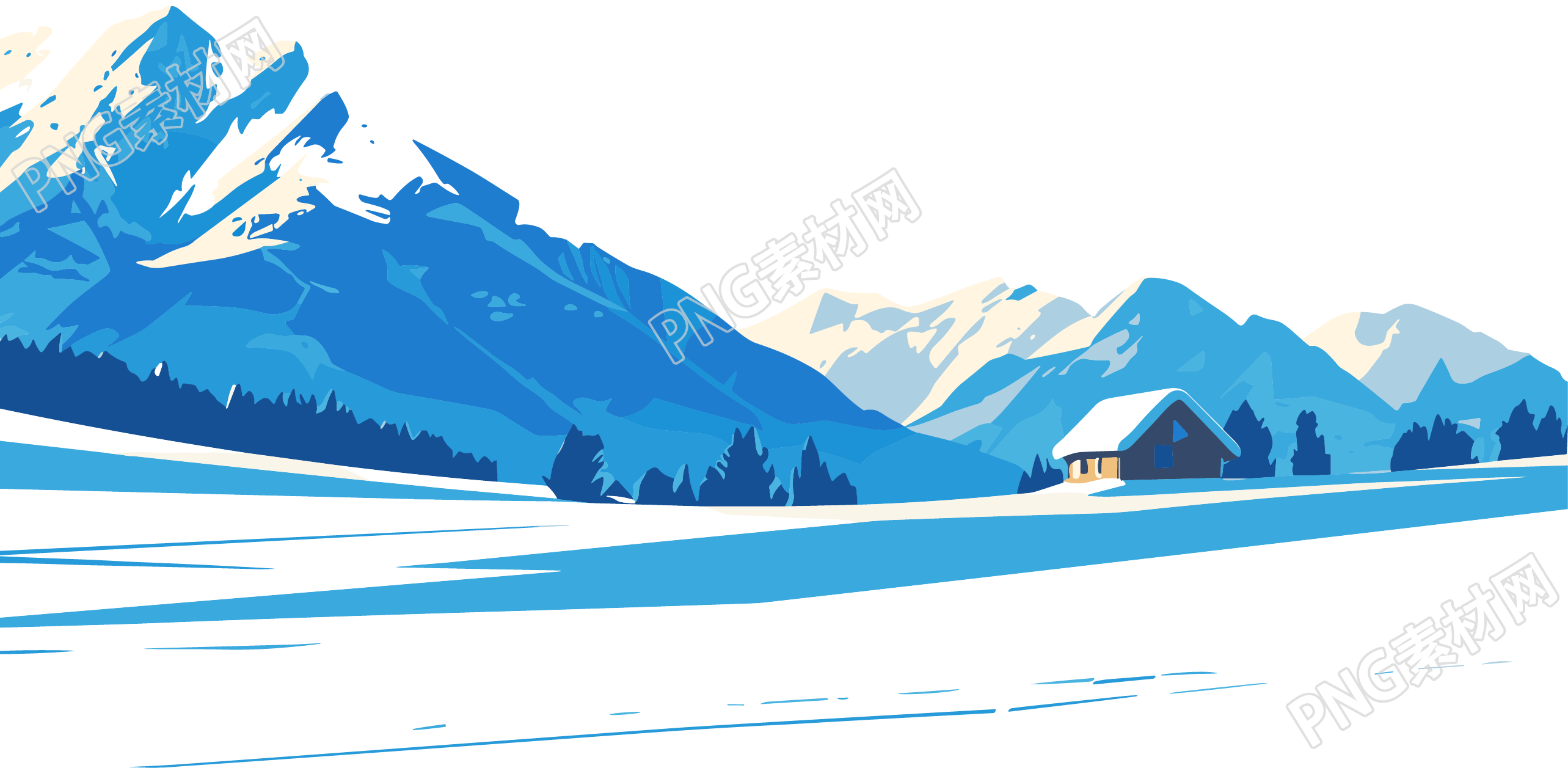 雪山雪屋插画