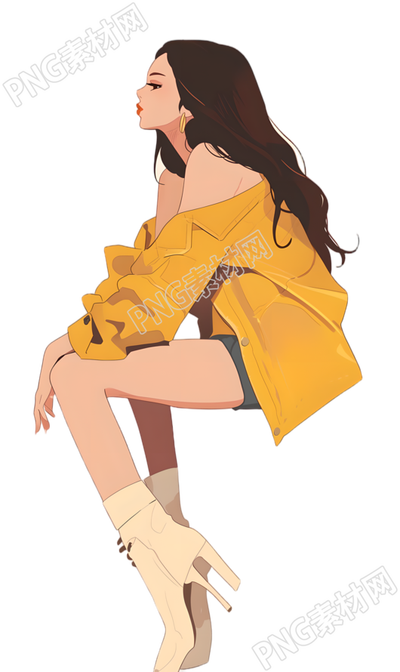 美女卡通插画