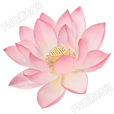夏天粉色莲花唯美插图