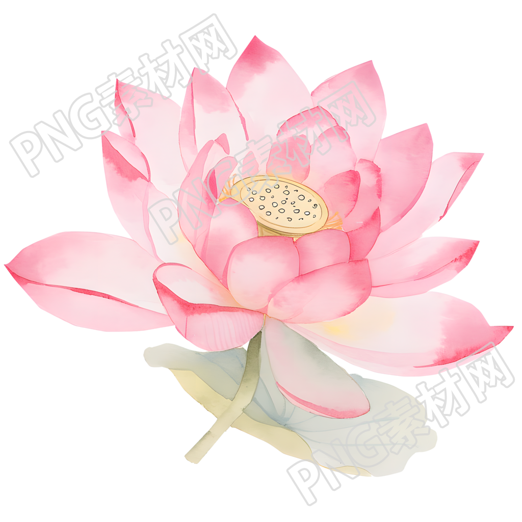粉色莲花水彩风插画