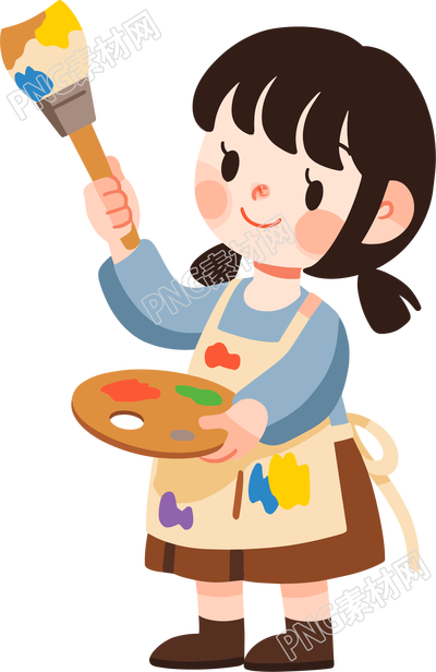儿童绘画双马尾女孩素材