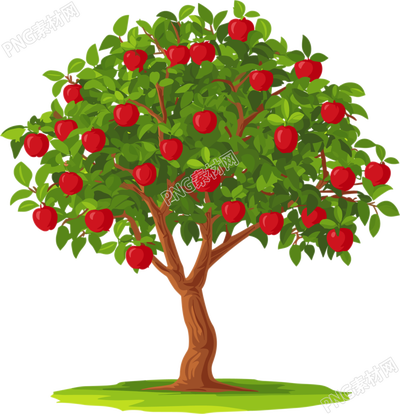 苹果树矢量PNG插图