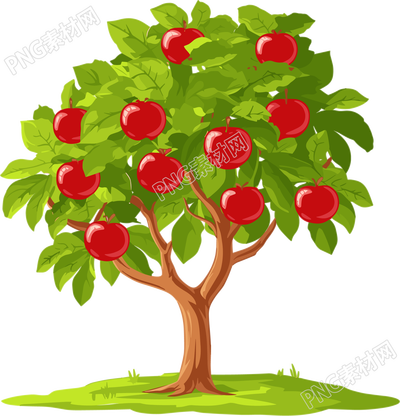 苹果树卡通插画