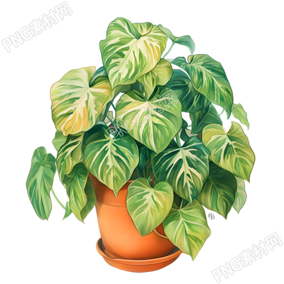 綠植盆栽彩鉛商用素材