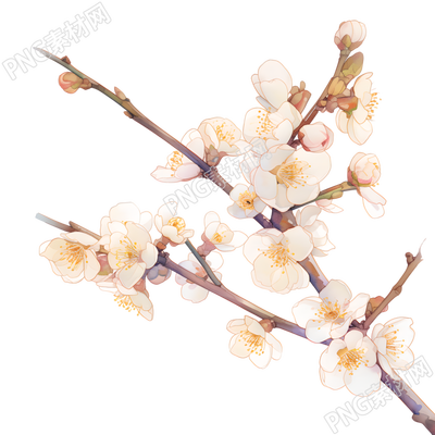 櫻花彩鉛插畫素材
