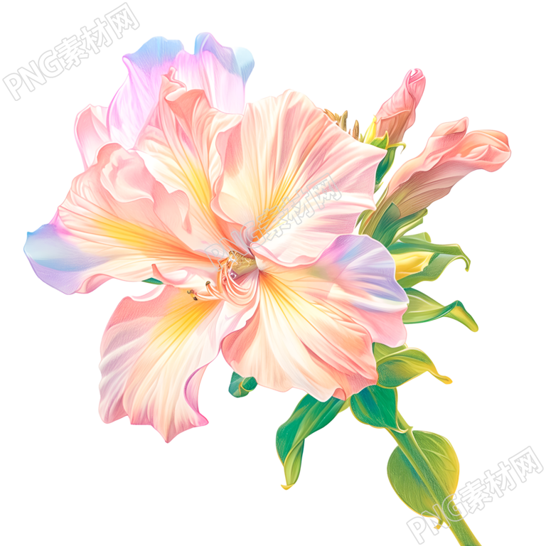 花朵彩铅透明背景素材