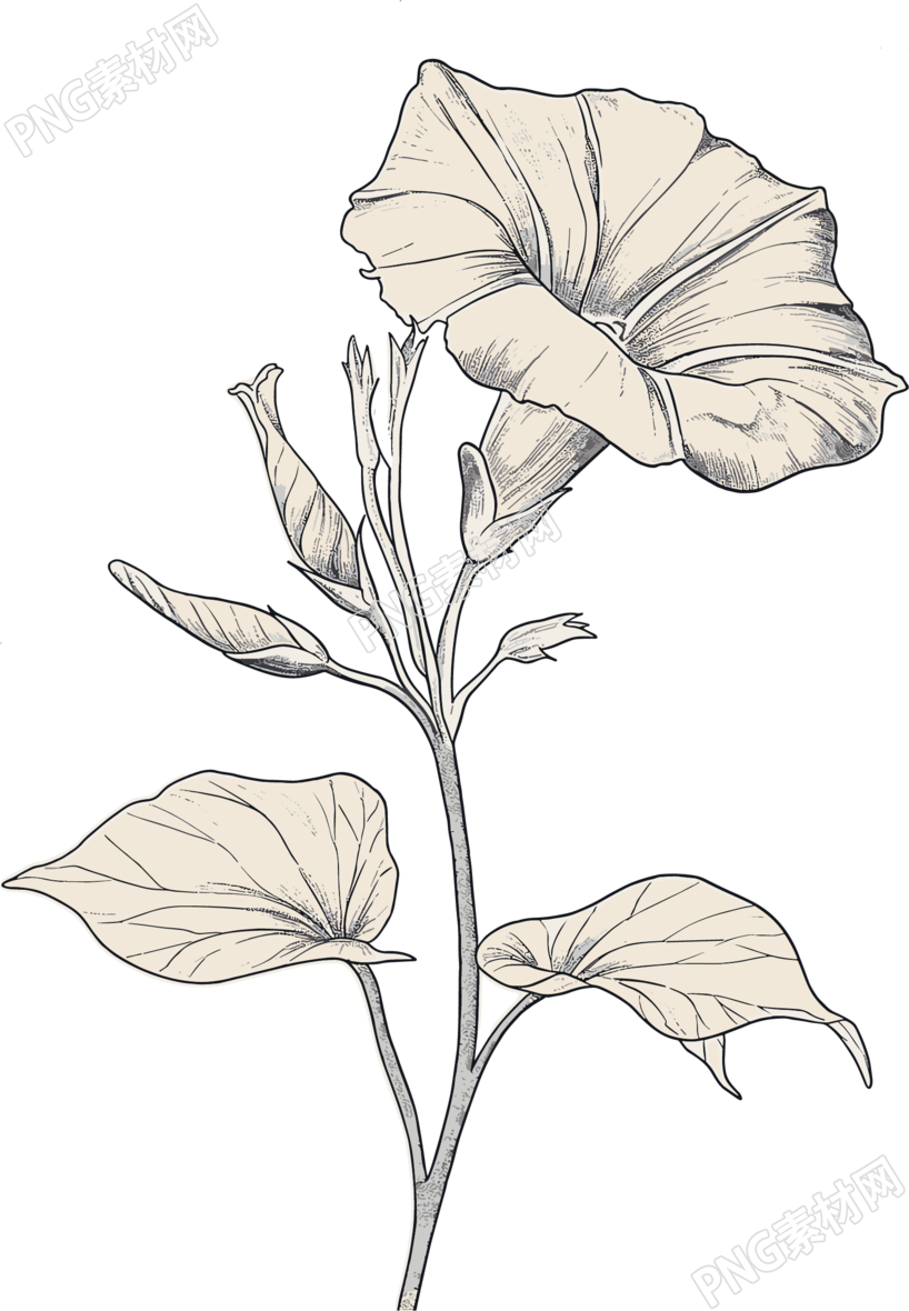 牵牛花素描矢量插画
