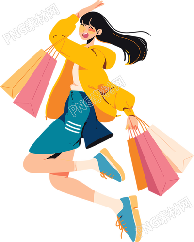 購物女孩卡通插畫
