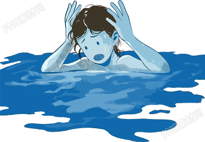溺水男孩插畫設計元素