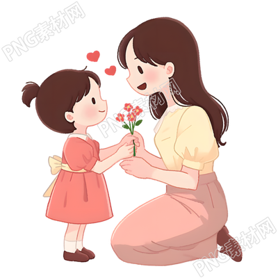 母女粉色小花插图