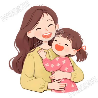 母女插画设计元素