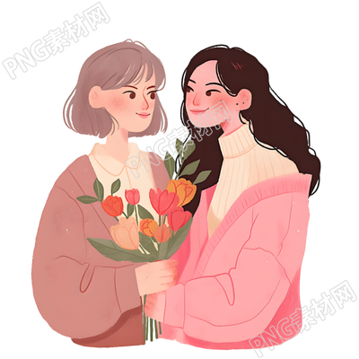 母女透明背景插画