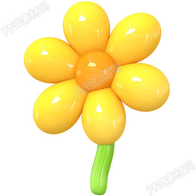 3D黄色小花插画