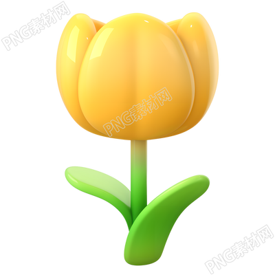 3D黄色小花插图