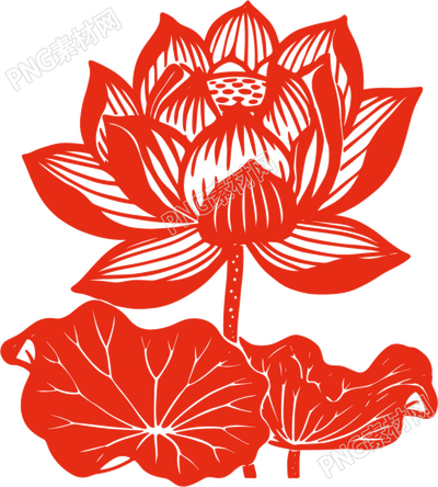 荷花剪纸元素