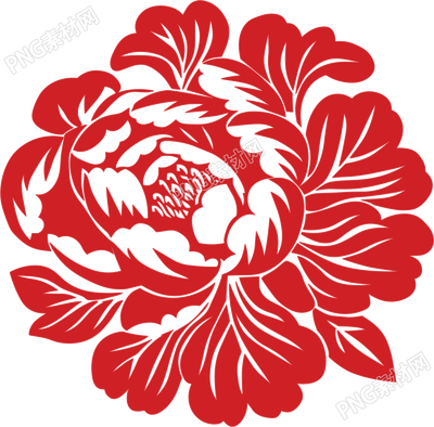 牡丹剪纸PNG素材