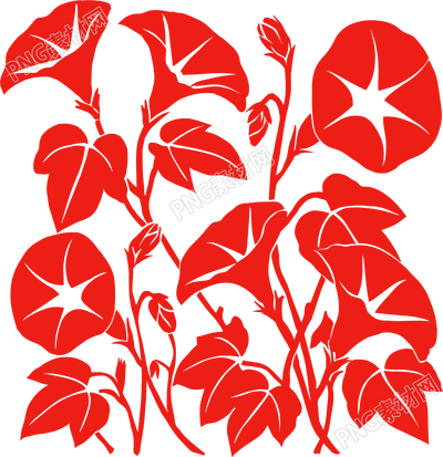 牵牛花剪纸素材