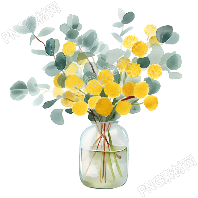 插花儿童水彩素材