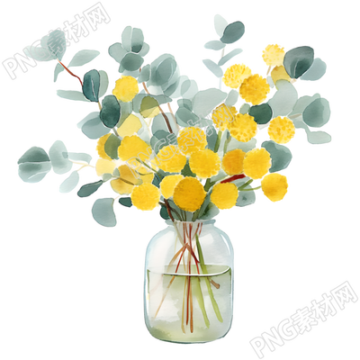 插花兒童水彩素材