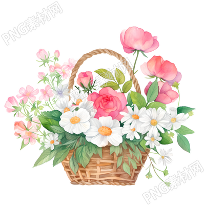 花籃兒童水彩插圖素材