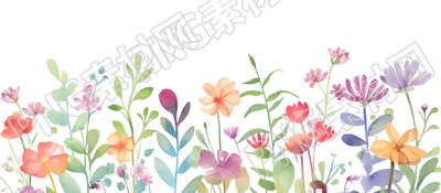 花叢兒童水彩插圖