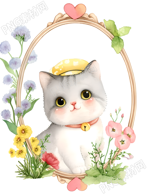 小猫儿童水彩素材