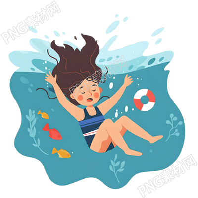 溺水女孩沉入水中素材