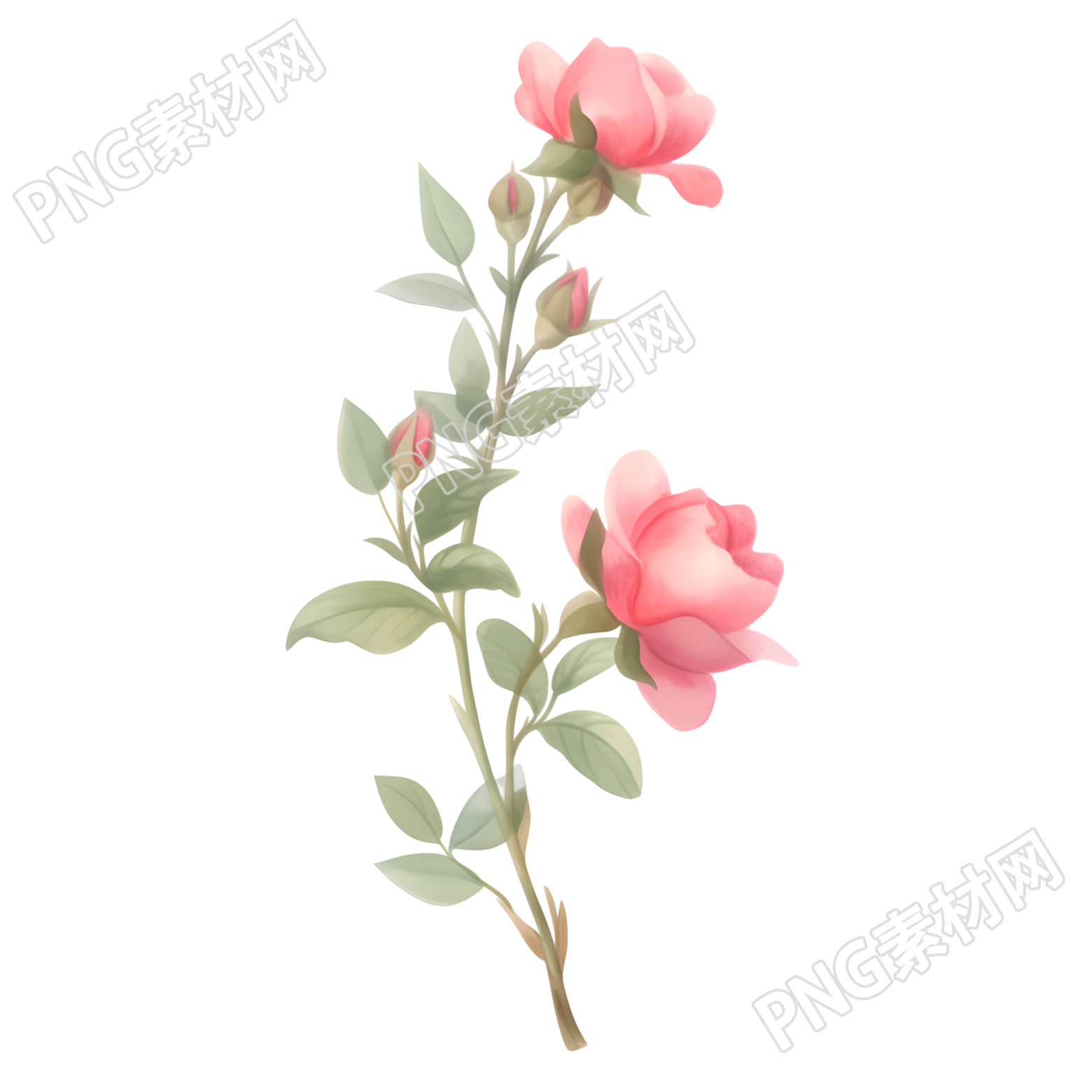 水彩植物玫瑰花唯美插图