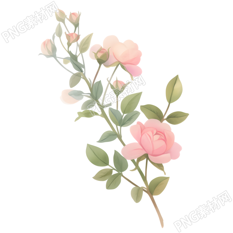 水彩植物玫瑰花装饰素材