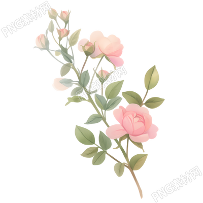 水彩植物玫瑰花装饰素材