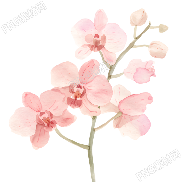 水彩植物兰花插画