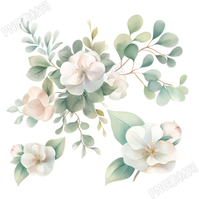 水彩植物简约插图