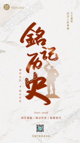 七七事变纪念日铭记历史手机海报
