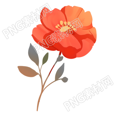 红色小花装饰元素