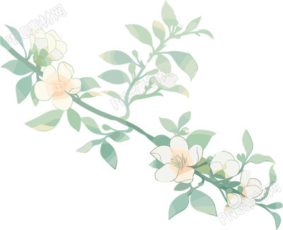 小白花水彩植物素材