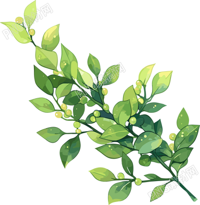 水彩植物卡通元素