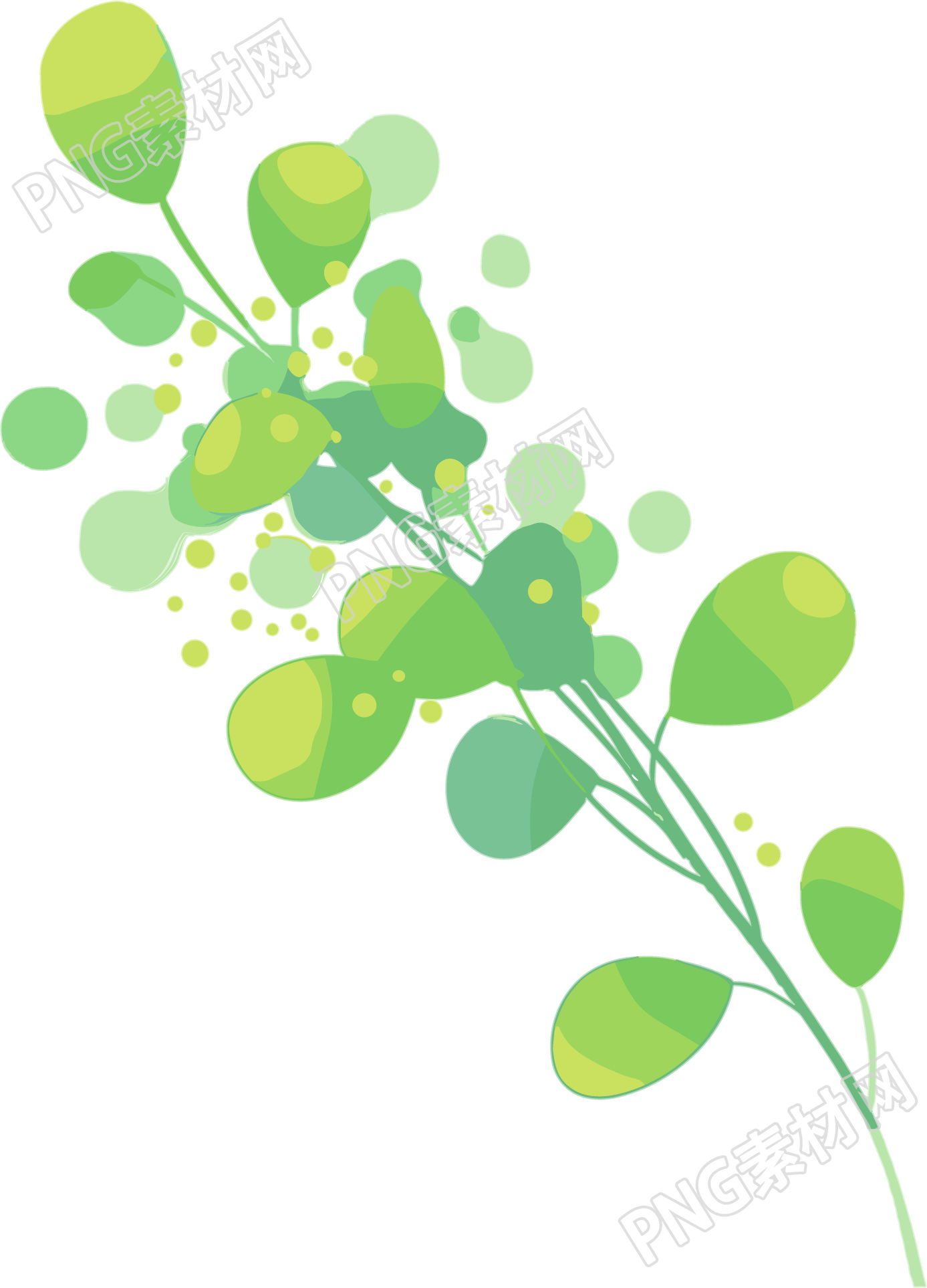 水彩植物绿叶插图