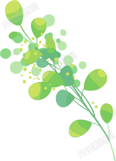 水彩植物绿叶插图