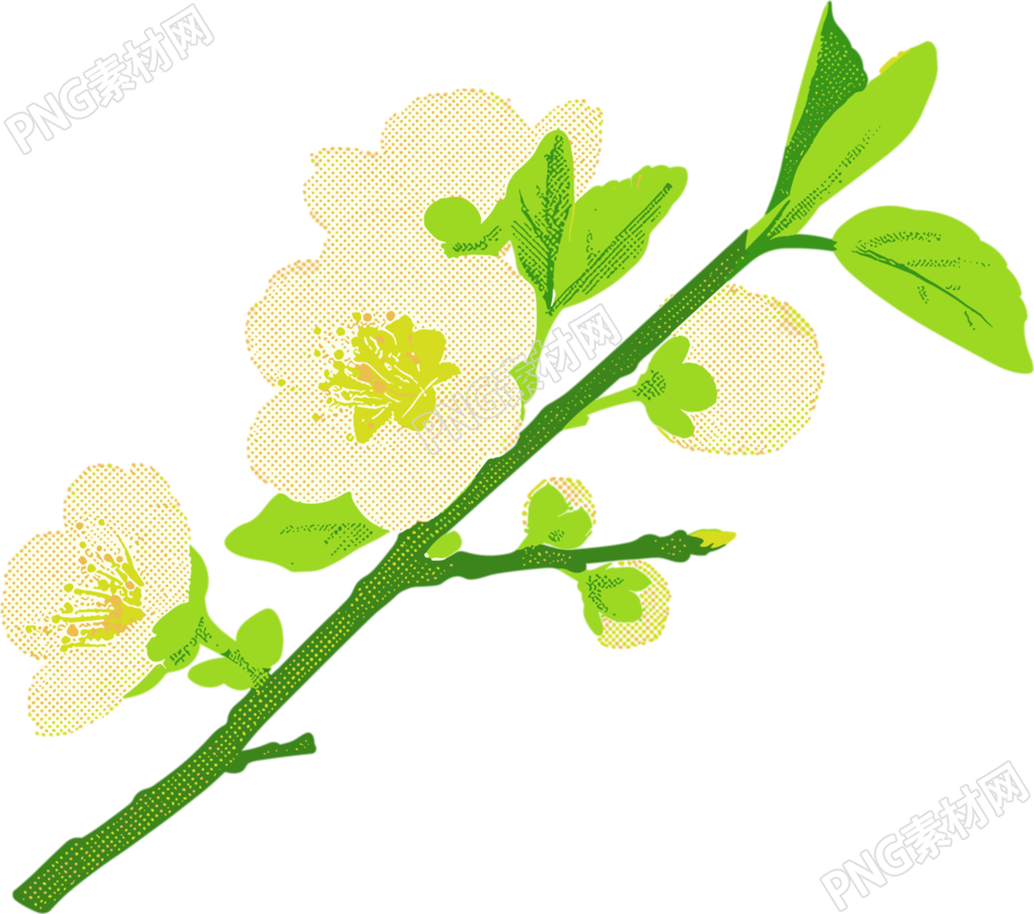 樱花水彩植物元素