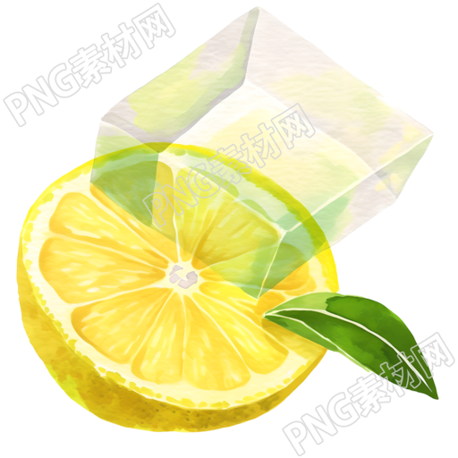 柠檬冰块夏天PNG素材