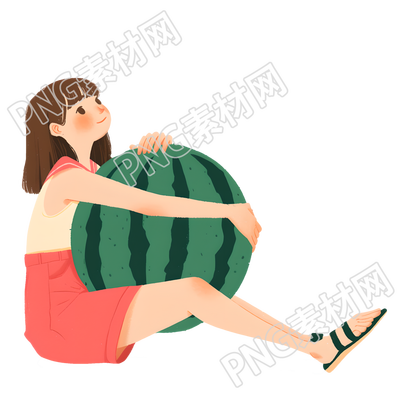 西瓜女孩夏天插图