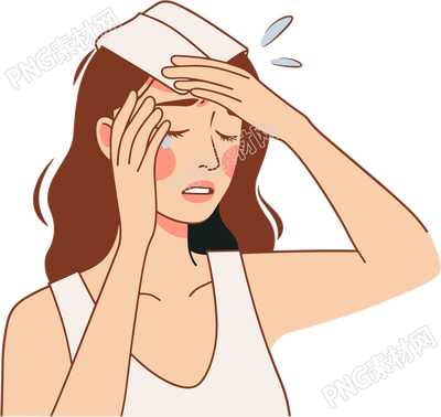 中暑女孩夏季防暑插画