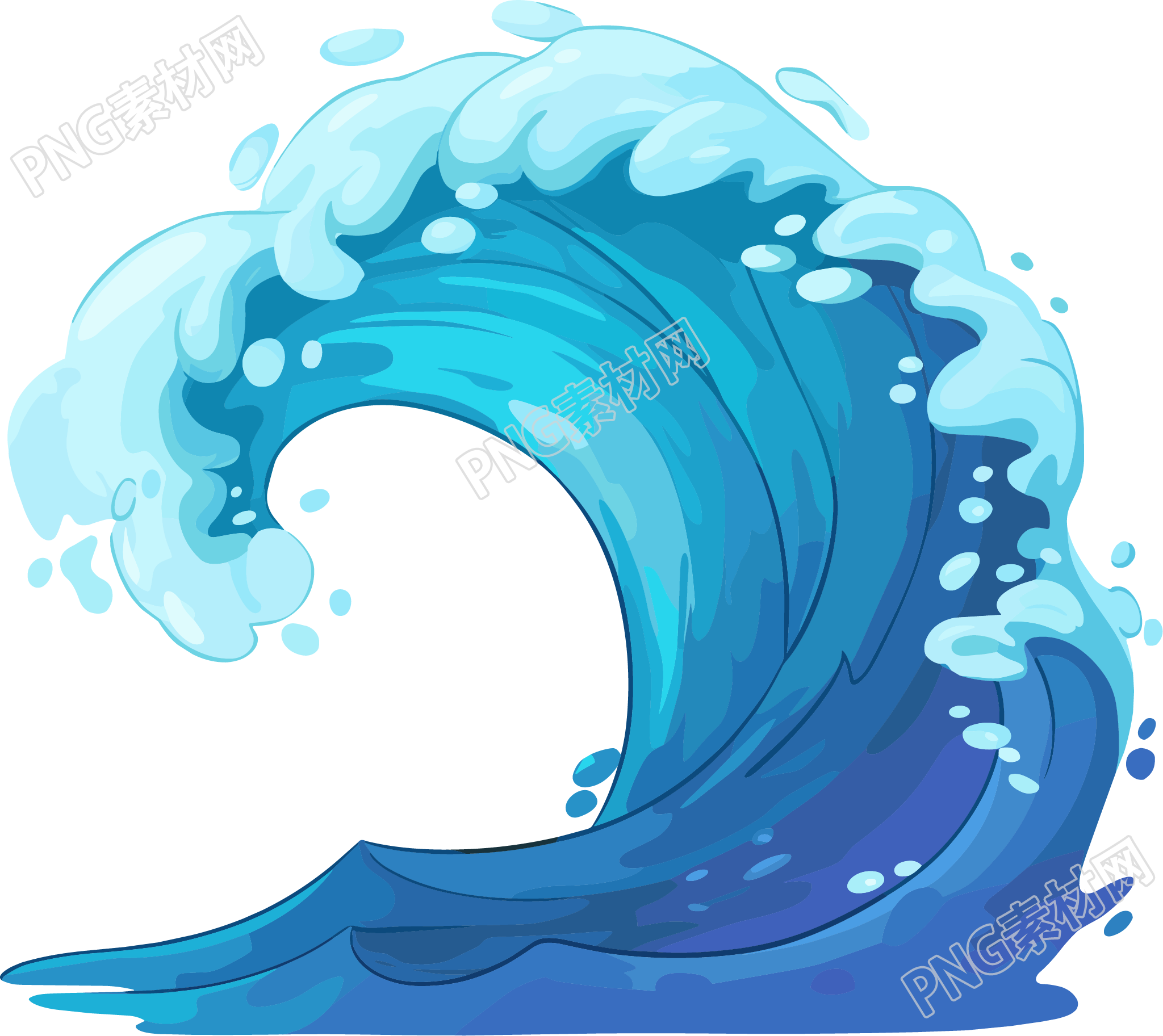 海浪防汛PNG插画